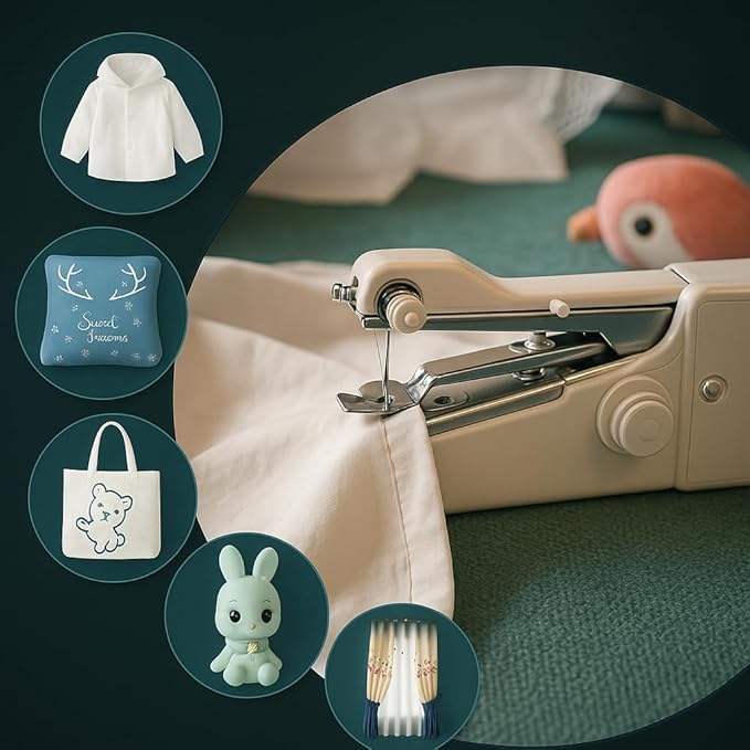 Stitch Handheld Cordless Portable White Sewing Machine