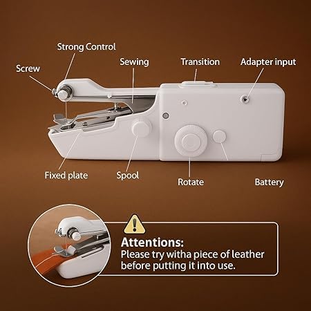 Stitch Handheld Cordless Portable White Sewing Machine