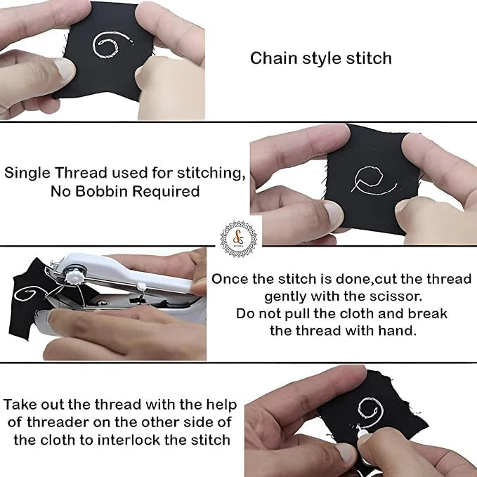 Stitch Handheld Cordless Portable White Sewing Machine