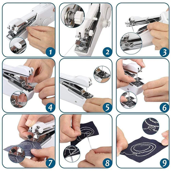 Stitch Handheld Cordless Portable White Sewing Machine